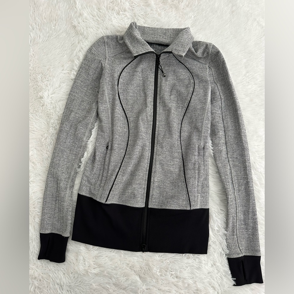 Lululemon Asana Herringbone Full Zip‎ Athletic Women's Jacket Sz 6